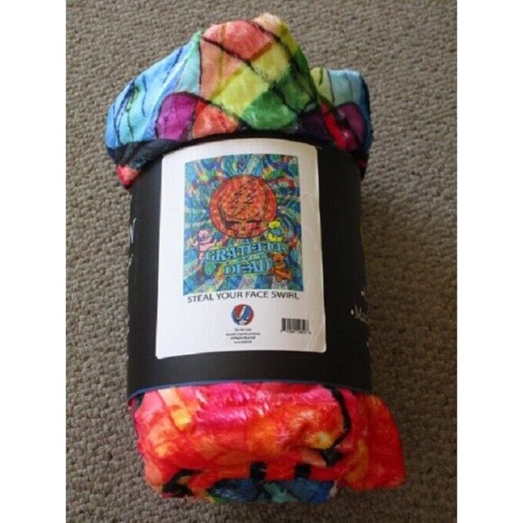 New Psychedelic Grateful Dead Plush Fleece Throw Gift Blanket Steal Your Face - Picture 3 of 3
